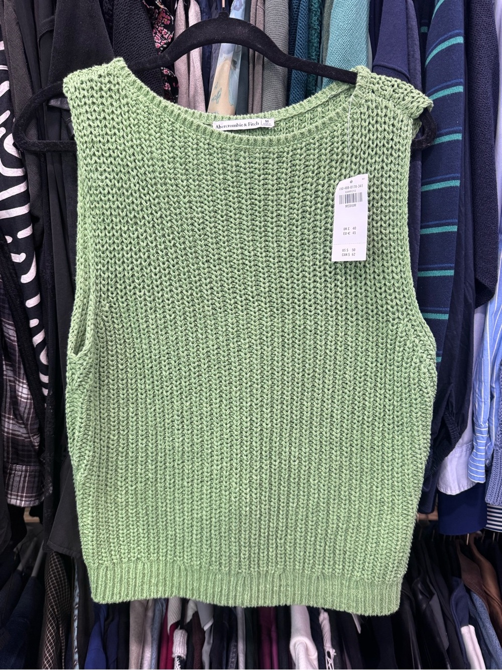 Abercrombie & Fitch Mint Green Sleeveless V-Neck Sweater Vest